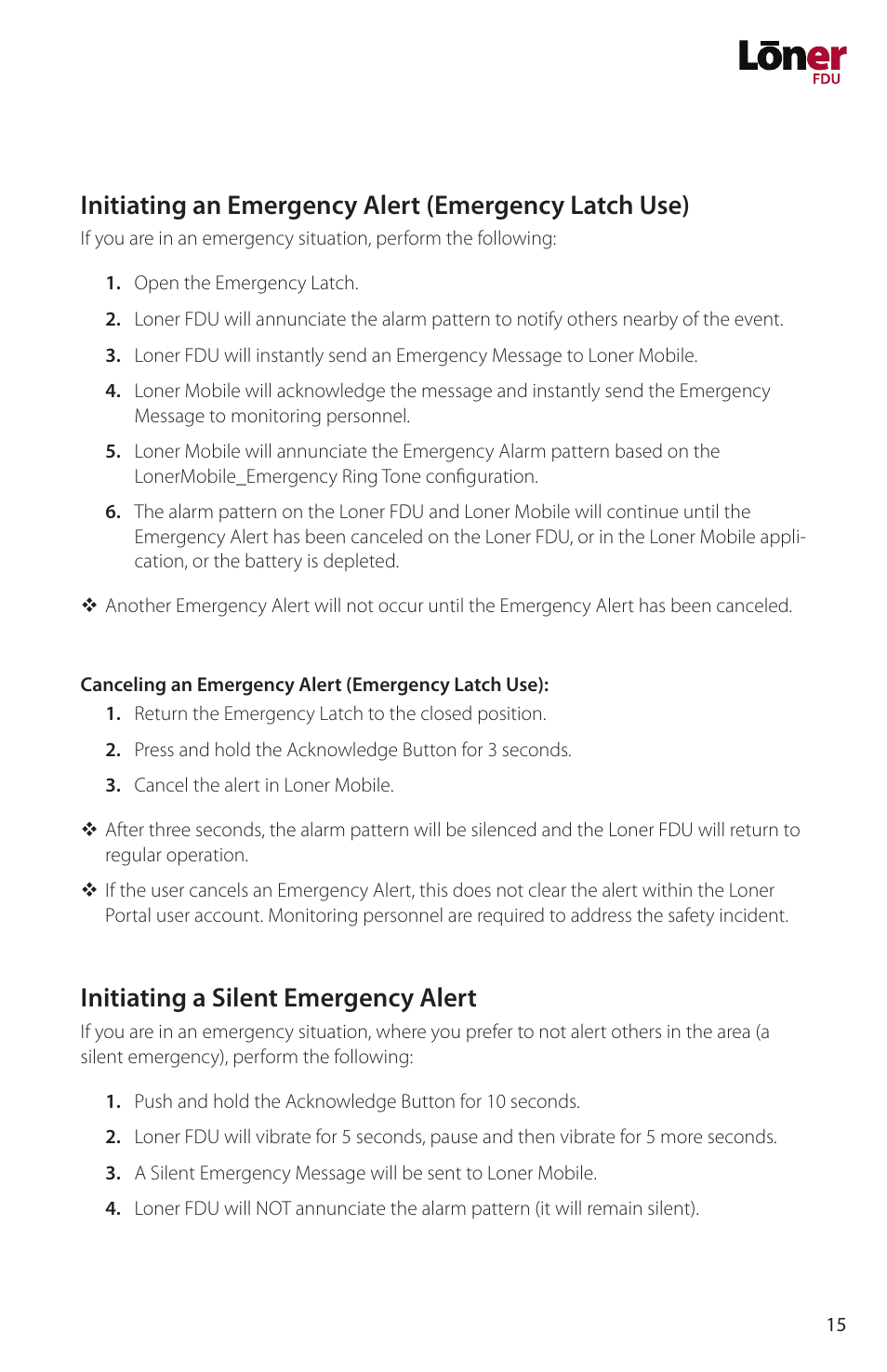 Initiating a silent emergency alert | Blackline GPS Loner FDU User Manual | Page 17 / 24