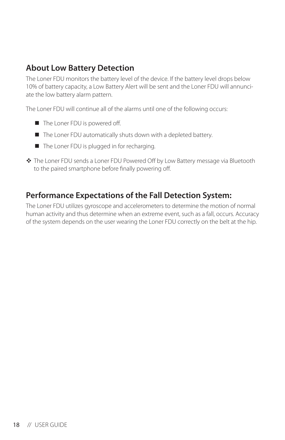 About low battery detection | Blackline GPS Loner FDU User Manual | Page 20 / 24