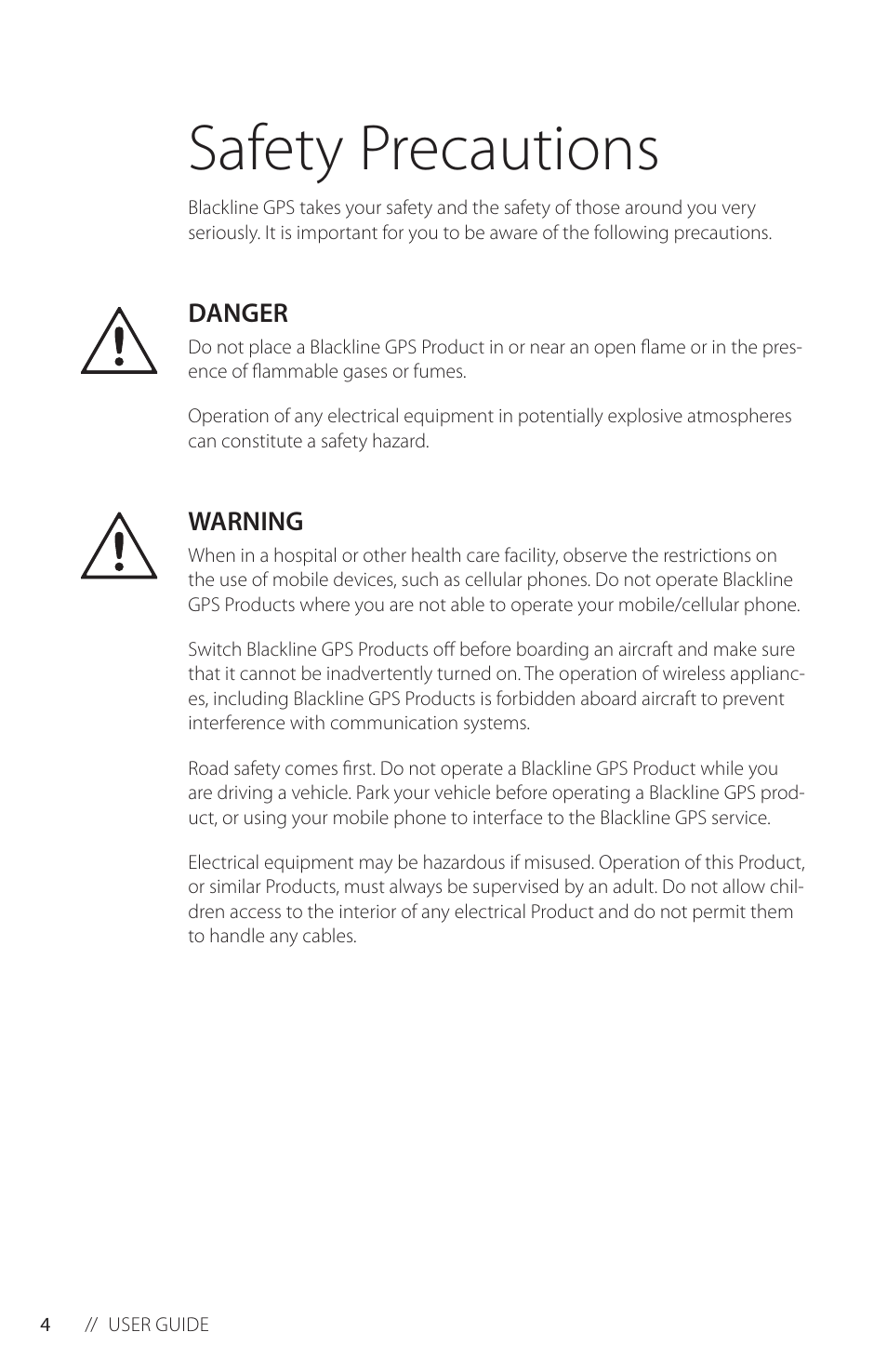 Safety precautions | Blackline GPS Loner FDU User Manual | Page 6 / 24