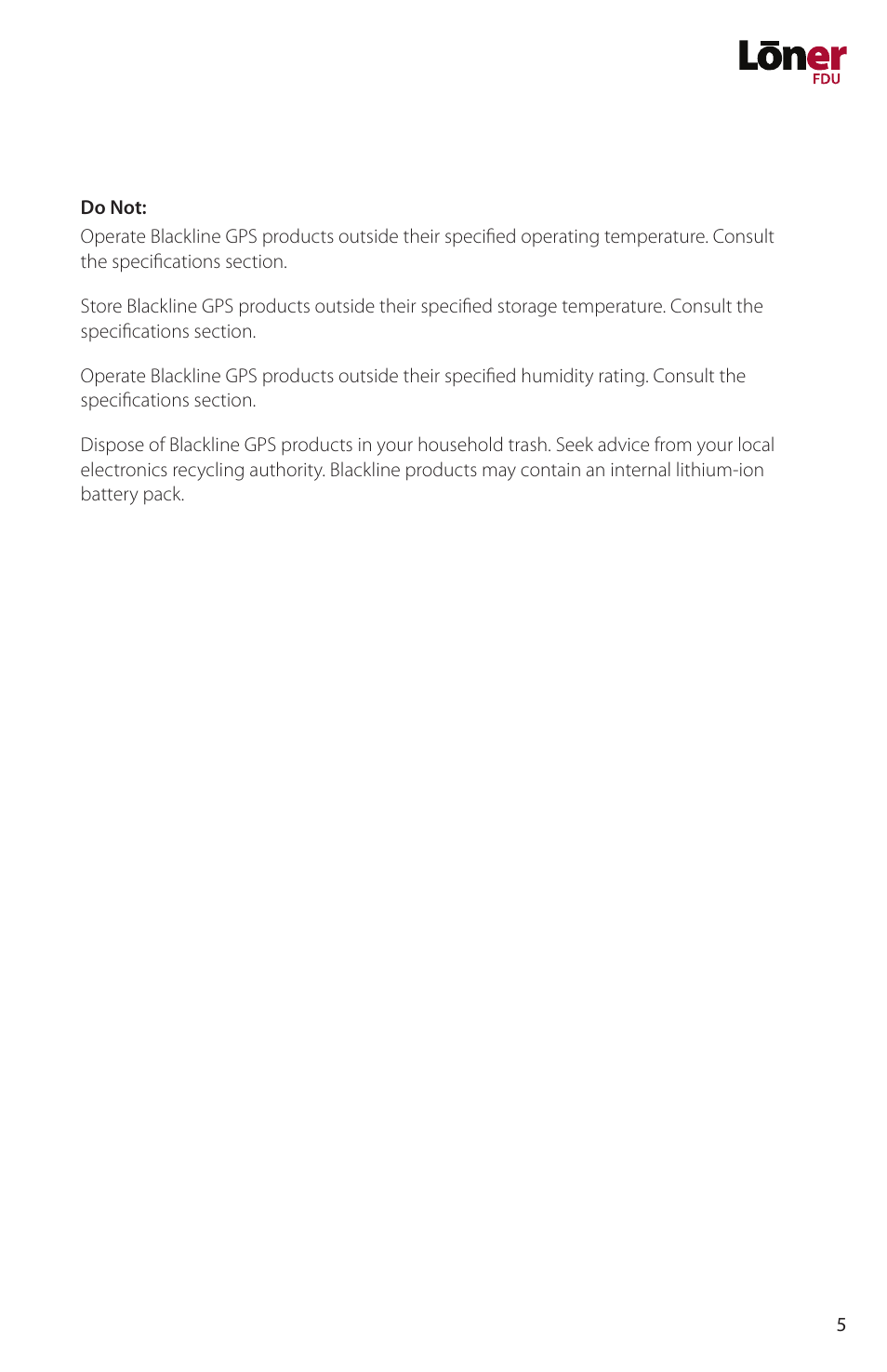 Blackline GPS Loner FDU User Manual | Page 7 / 24