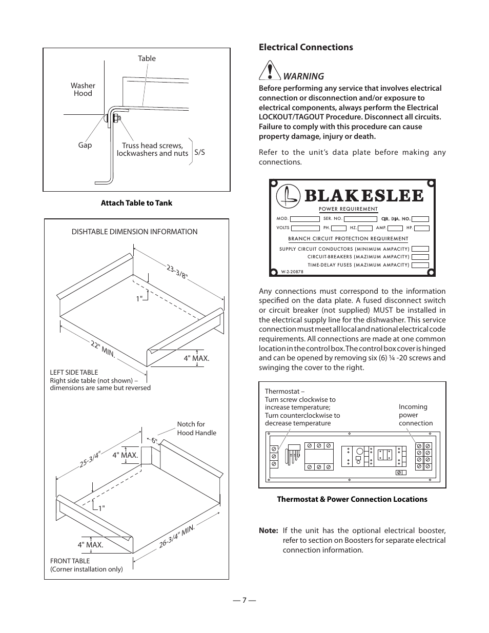 Electrical connections warning | Blakeslee DD-8 User Manual | Page 7 / 28