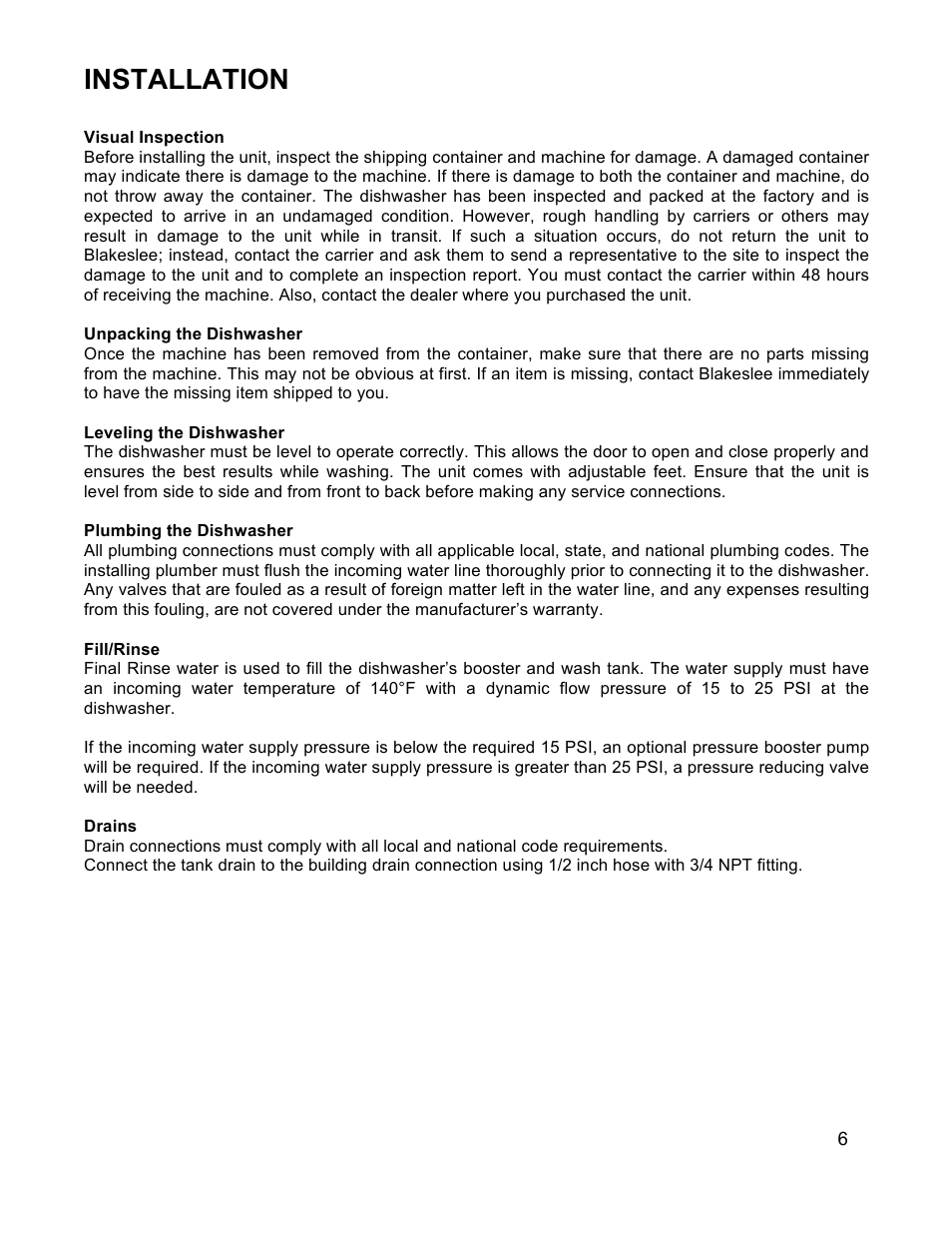 Installation | Blakeslee UC-20 User Manual | Page 7 / 32