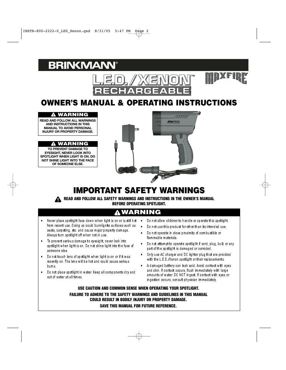 Brinkmann SpotLight User Manual | 4 pages