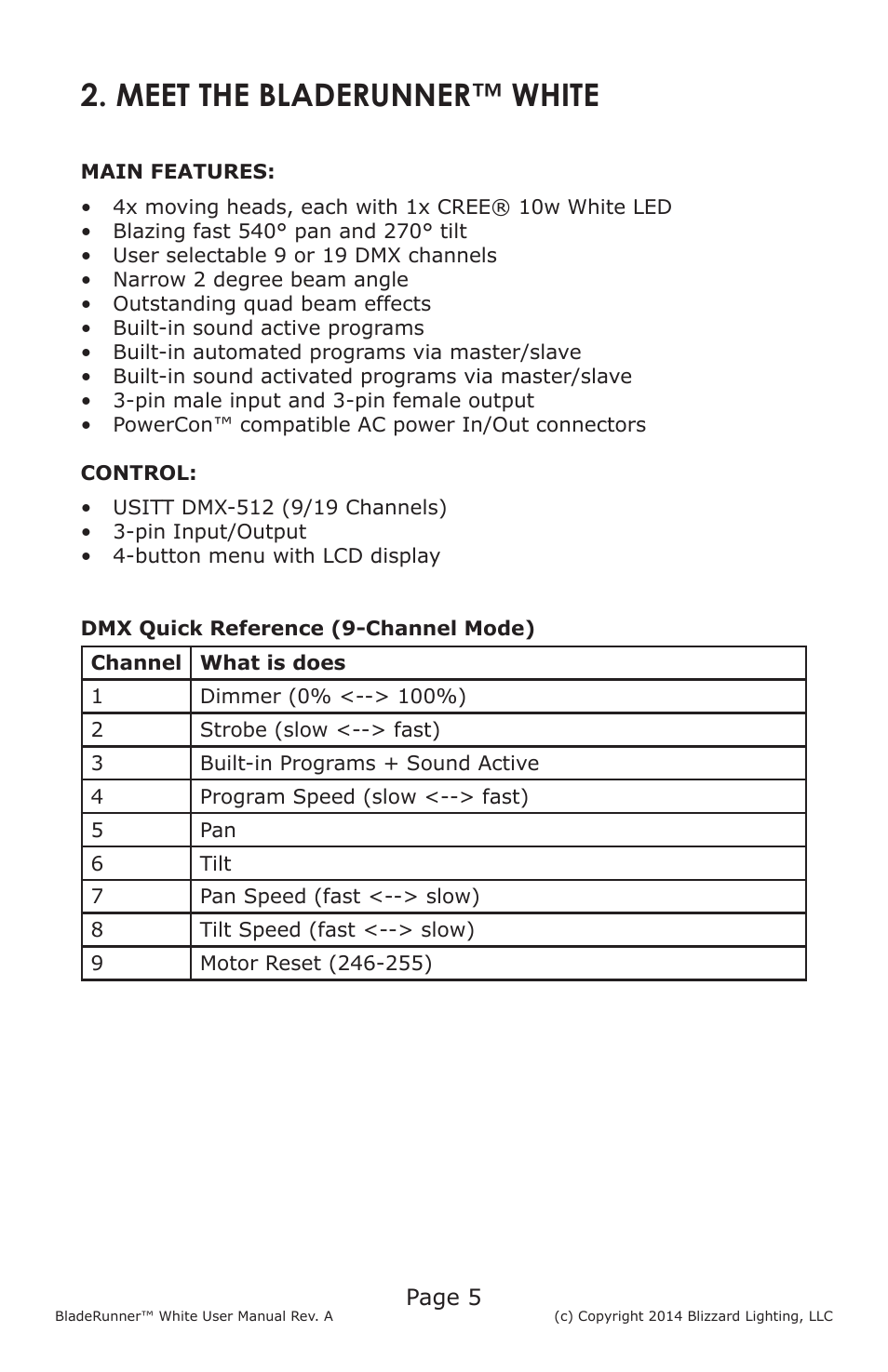 Meet the bladerunner™ white, Page 5 | Blizzard Lighting BladeRunner White(Rev A) User Manual | Page 5 / 20