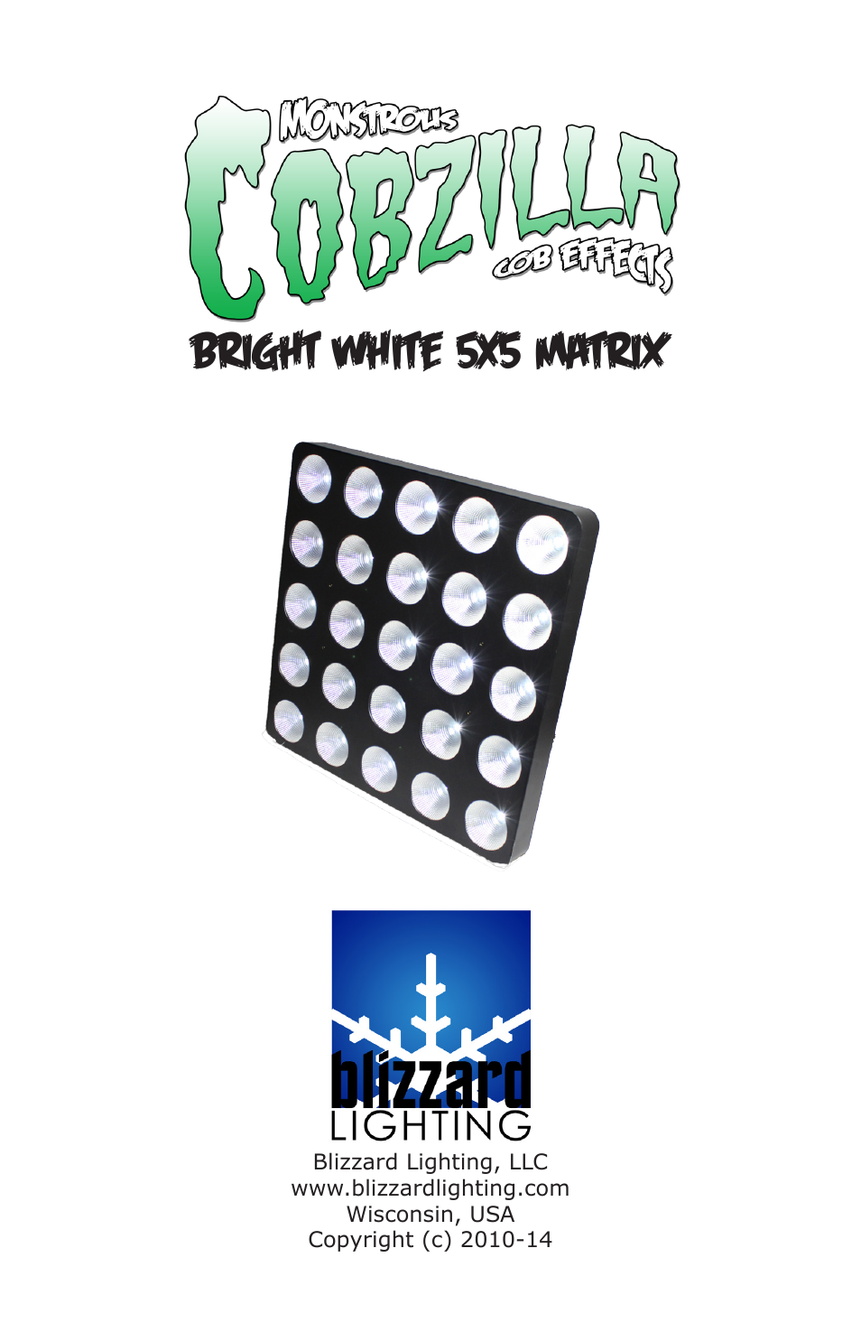 Blizzard Lighting COBZilla Bright White 5X5 Matrix User Manual | 20 pages