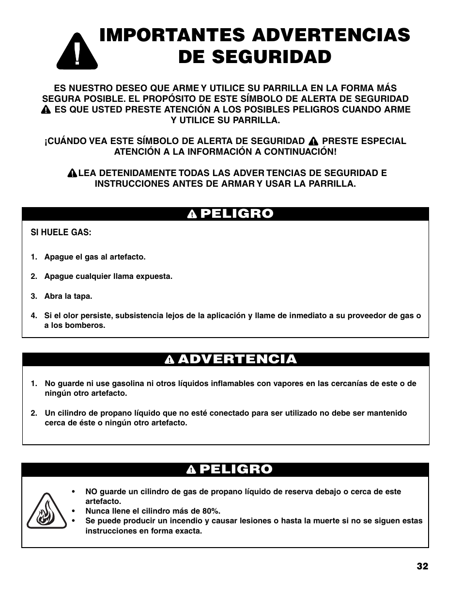 Importantes advertencias de seguridad, Peligro, Advertencia peligro | Brinkmann 7231 Series User Manual | Page 33 / 64