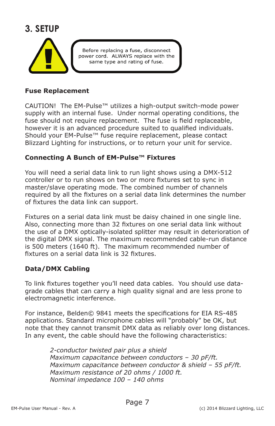 Setup | Blizzard Lighting EM-Pulse LED Strobe Fixture User Manual | Page 7 / 20
