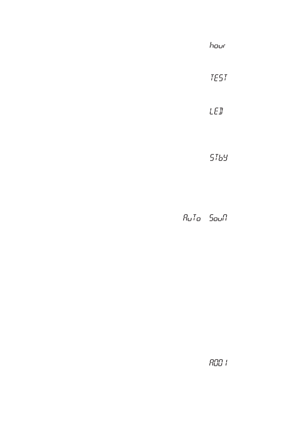 Hour, Test, Stby | Auto, Soun, A001, Page 13 | Blizzard Lighting Q Flurry User Manual | Page 13 / 20
