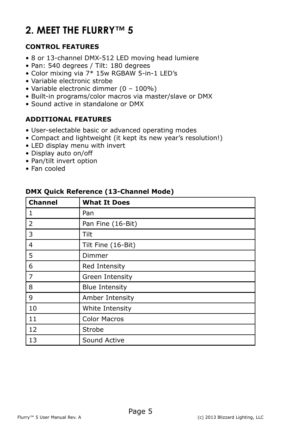 Meet the flurry™ 5 | Blizzard Lighting 5 Flurry User Manual | Page 5 / 20