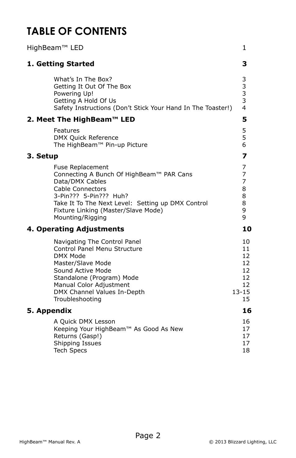 Blizzard Lighting LED HighBeam User Manual | Page 2 / 20