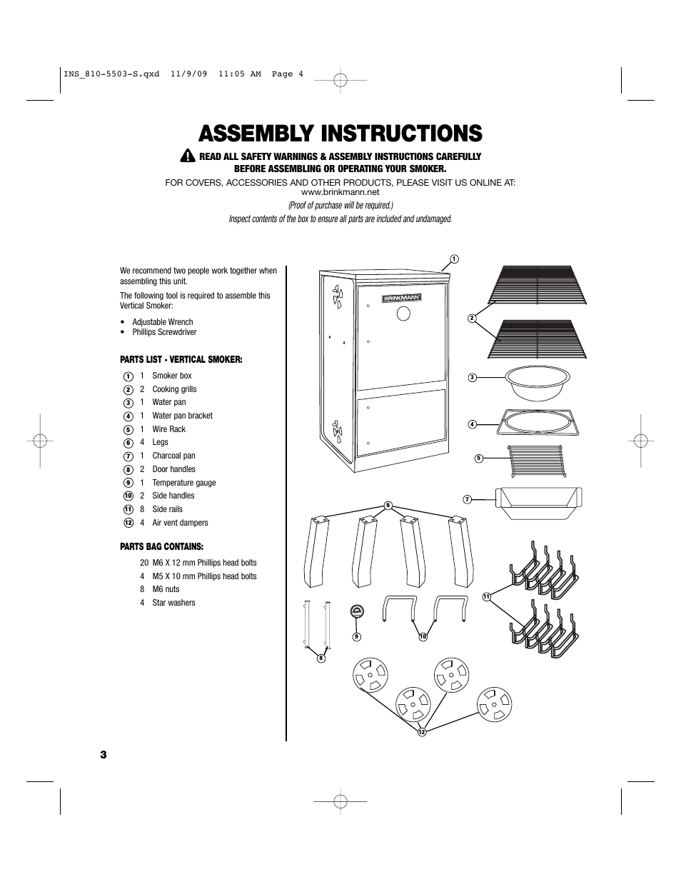 Assembly instructions | Brinkmann 810-5503-S User Manual | Page 4 / 28