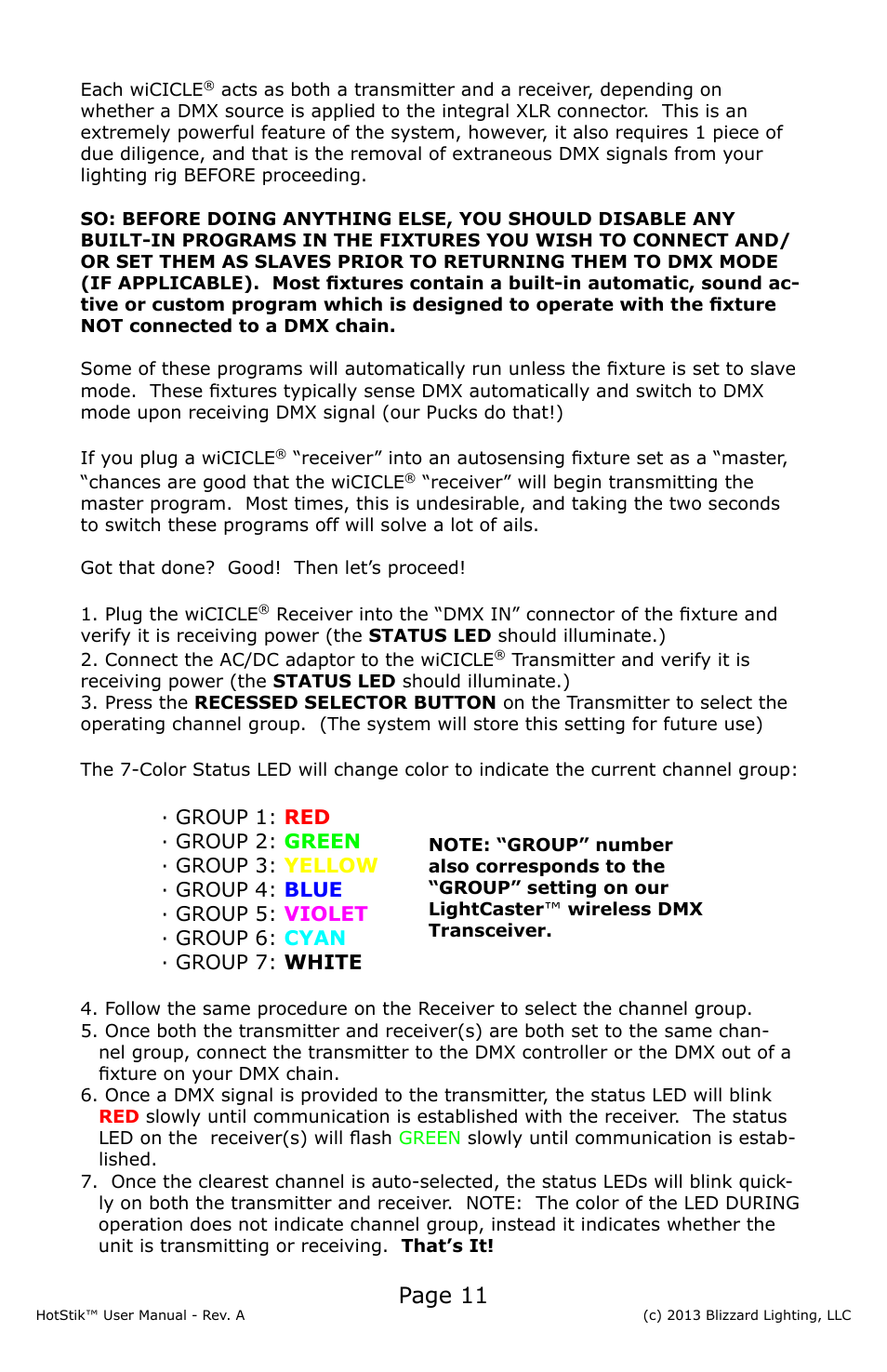 Page 11 | Blizzard Lighting HotStik User Manual | Page 11 / 20