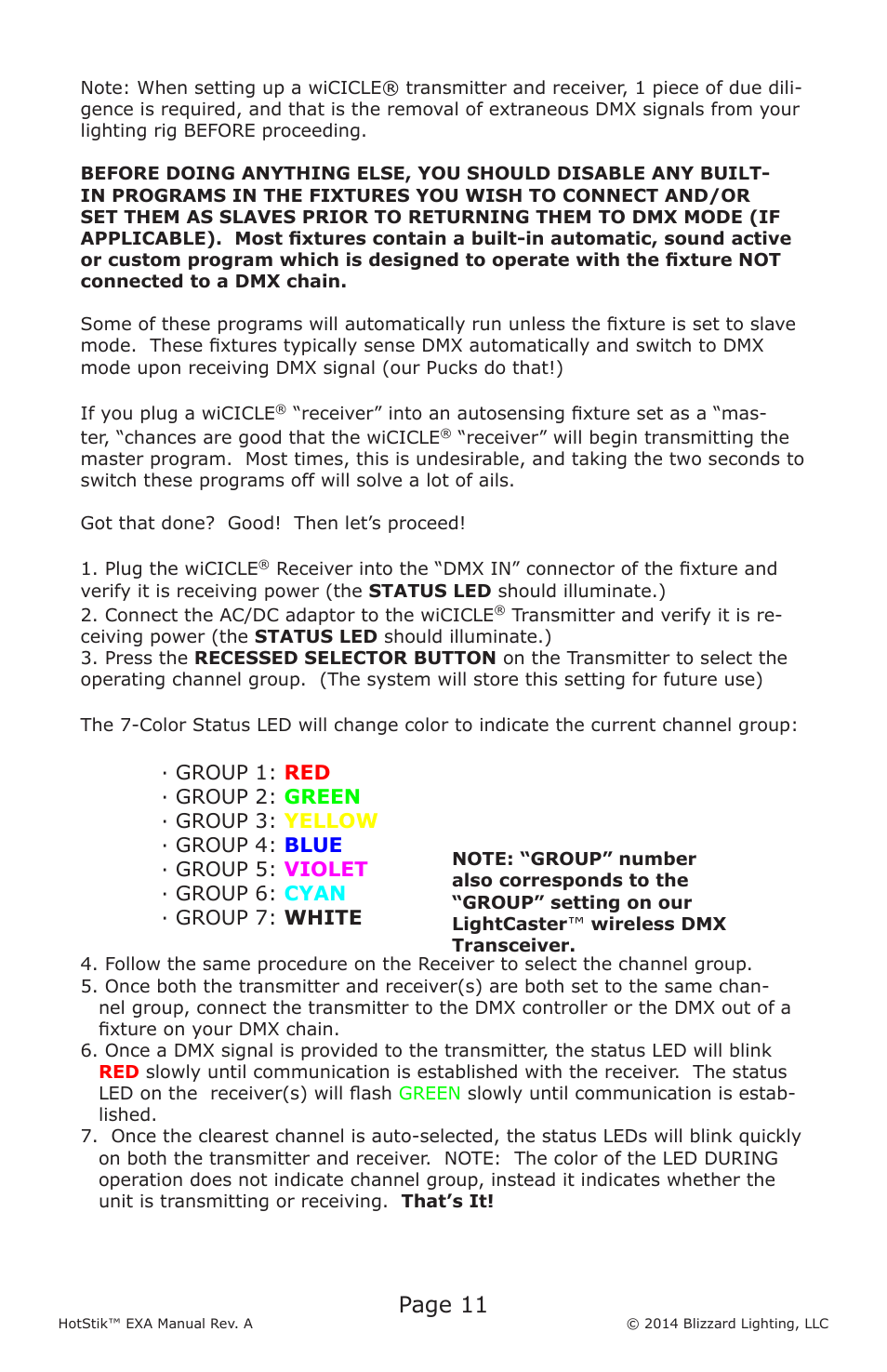 Page 11 | Blizzard Lighting EXA HotStik User Manual | Page 11 / 20