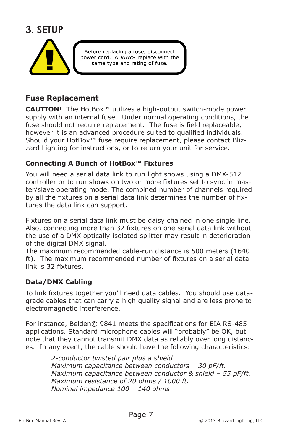 Setup | Blizzard Lighting LED HotBox User Manual | Page 7 / 20