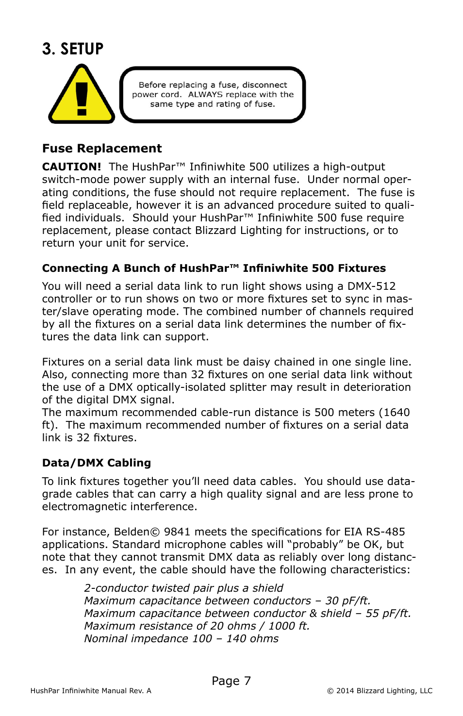 Setup | Blizzard Lighting 500 HushPar Infiniwhite User Manual | Page 7 / 20