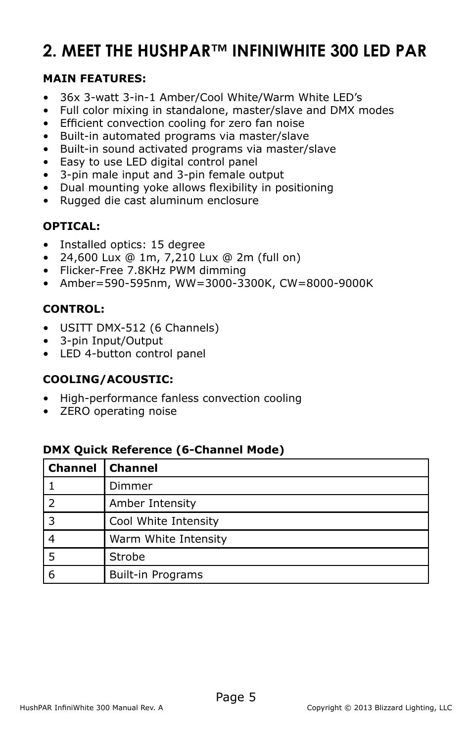 Meet the hushpar™ infiniwhite 300 led par, Page 5 | Blizzard Lighting 300 HushPar Infiniwhite User Manual | Page 5 / 20