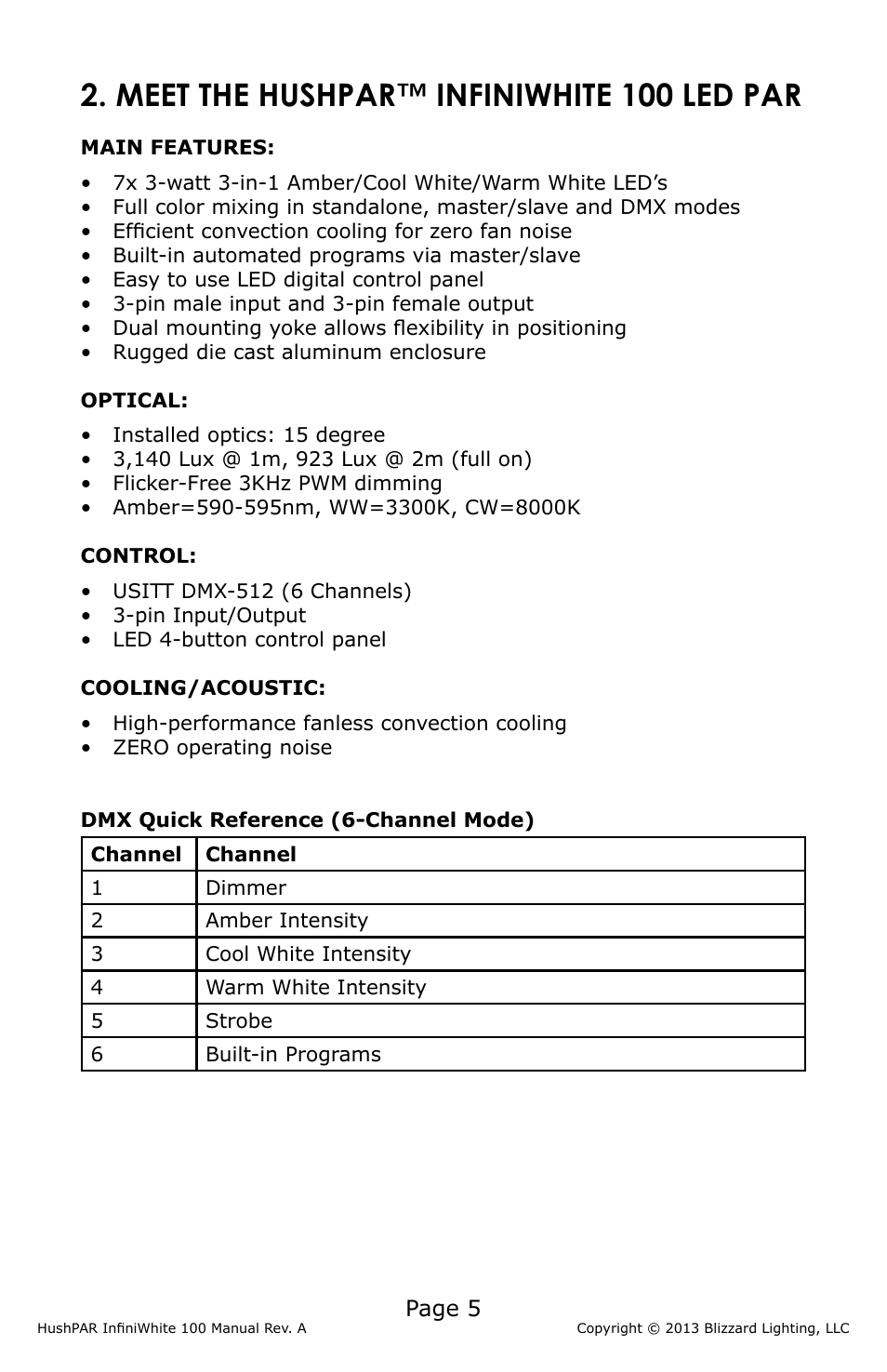 Meet the hushpar™ infiniwhite 100 led par, Page 5 | Blizzard Lighting 100 HushPar Infiniwhite User Manual | Page 5 / 20