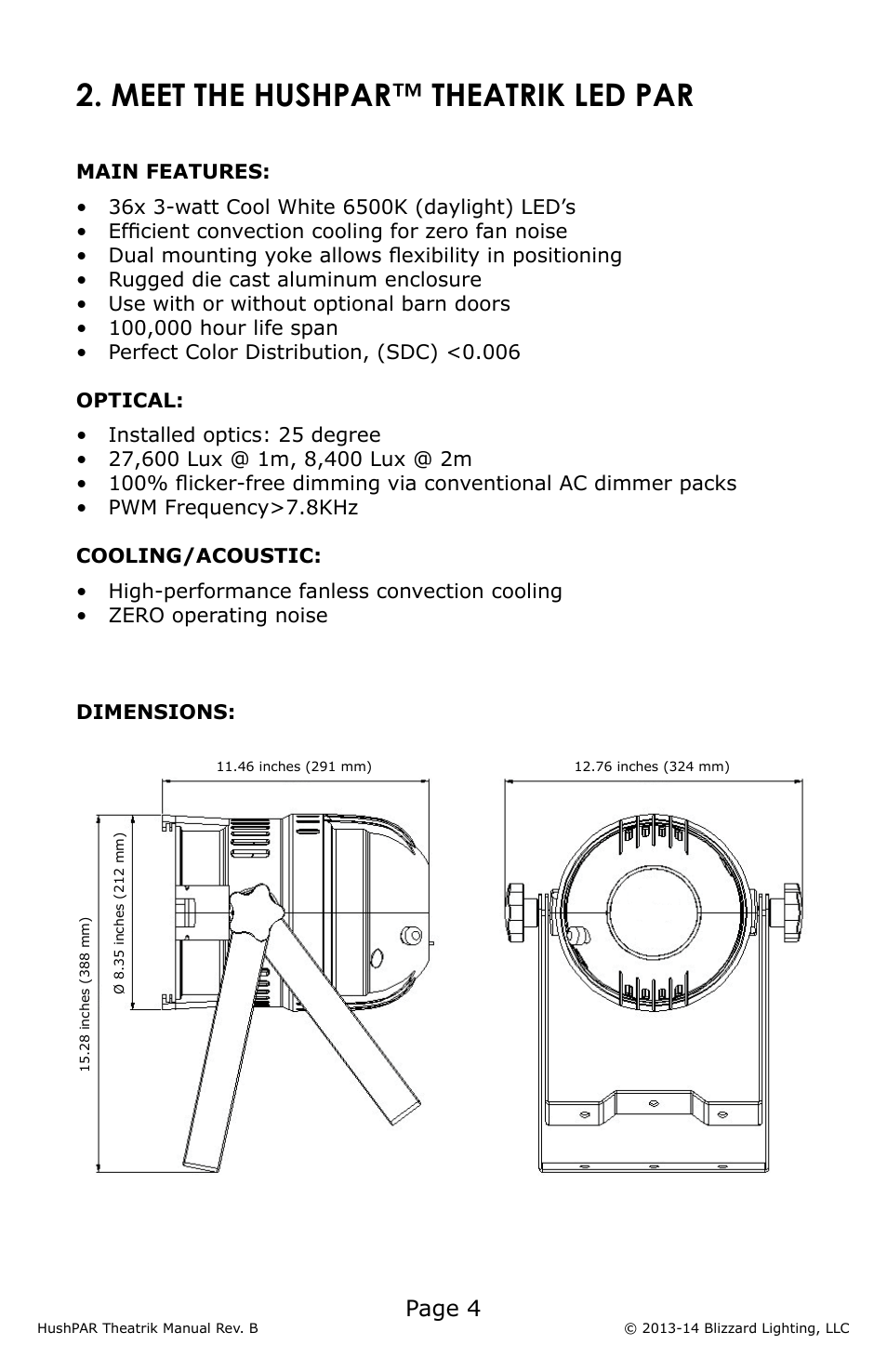 Meet the hushpar™ theatrik led par, Page 4 | Blizzard Lighting HushPar Theatrik LED PAR Fixture(Rev B) User Manual | Page 4 / 8