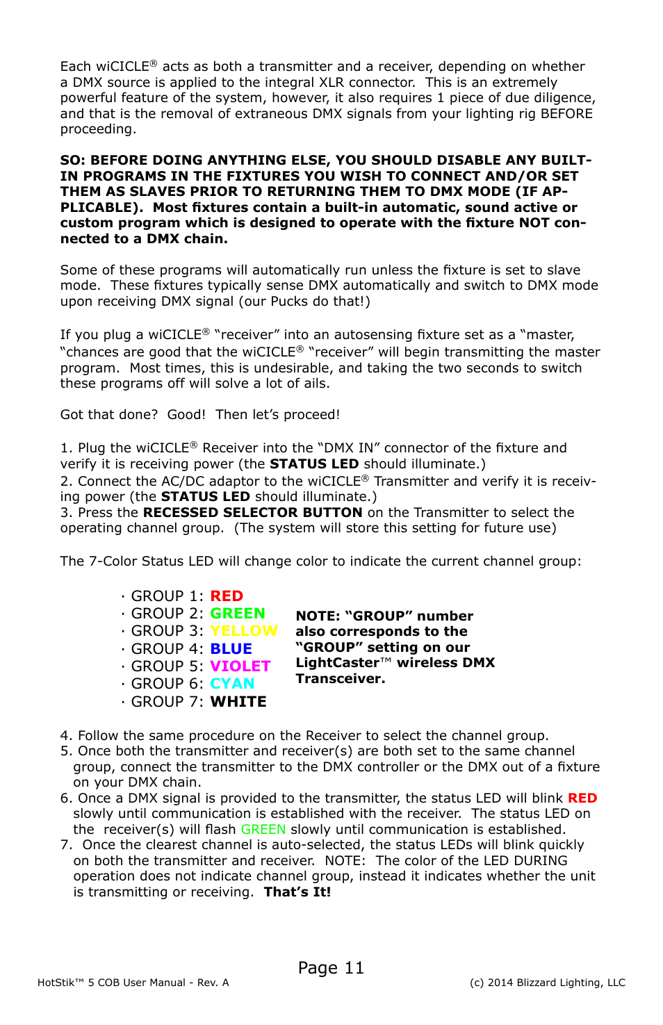 Page 11 | Blizzard Lighting 5 COB HotStik User Manual | Page 11 / 20