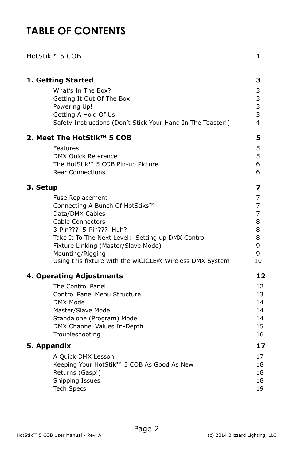 Blizzard Lighting 5 COB HotStik User Manual | Page 2 / 20