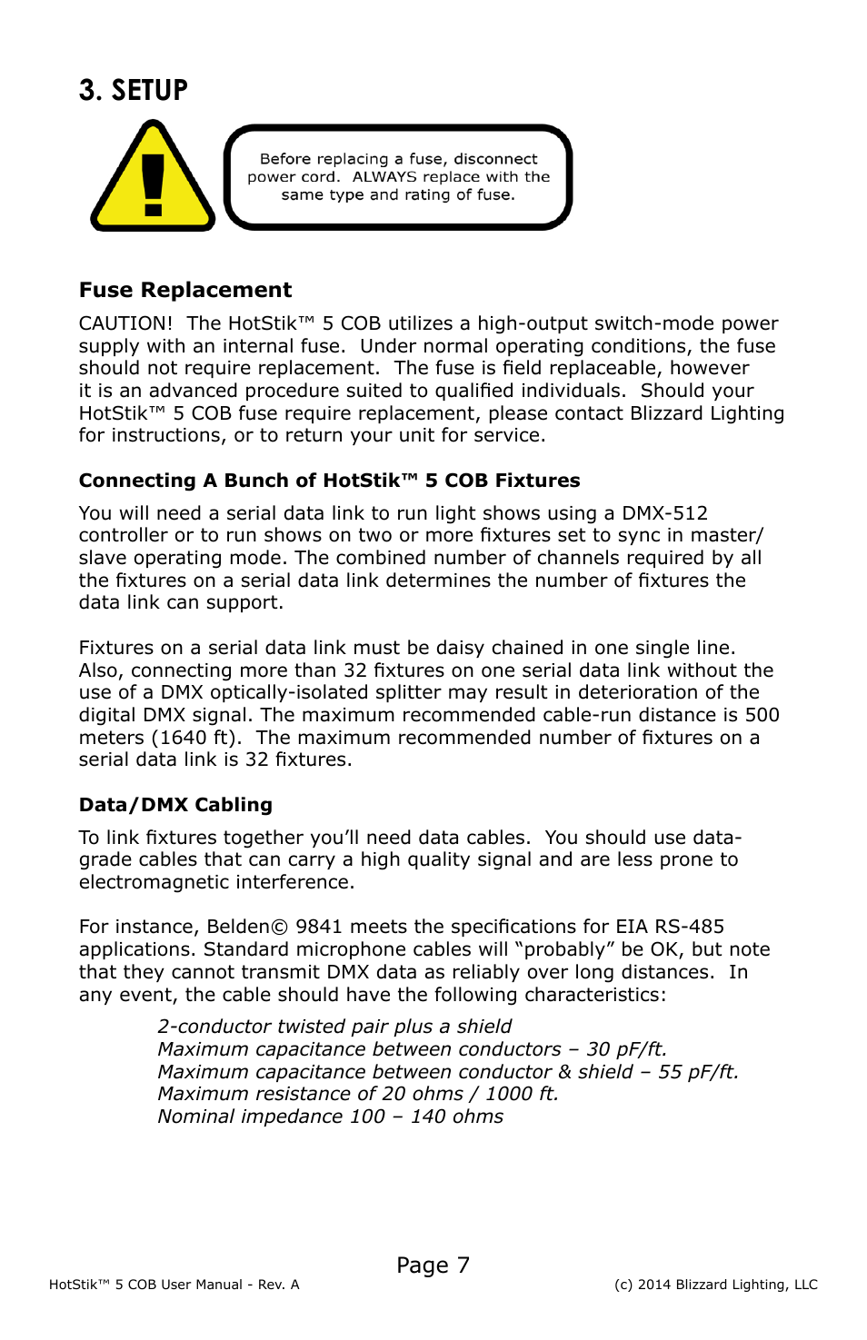 Setup, Page 7 | Blizzard Lighting 5 COB HotStik User Manual | Page 7 / 20
