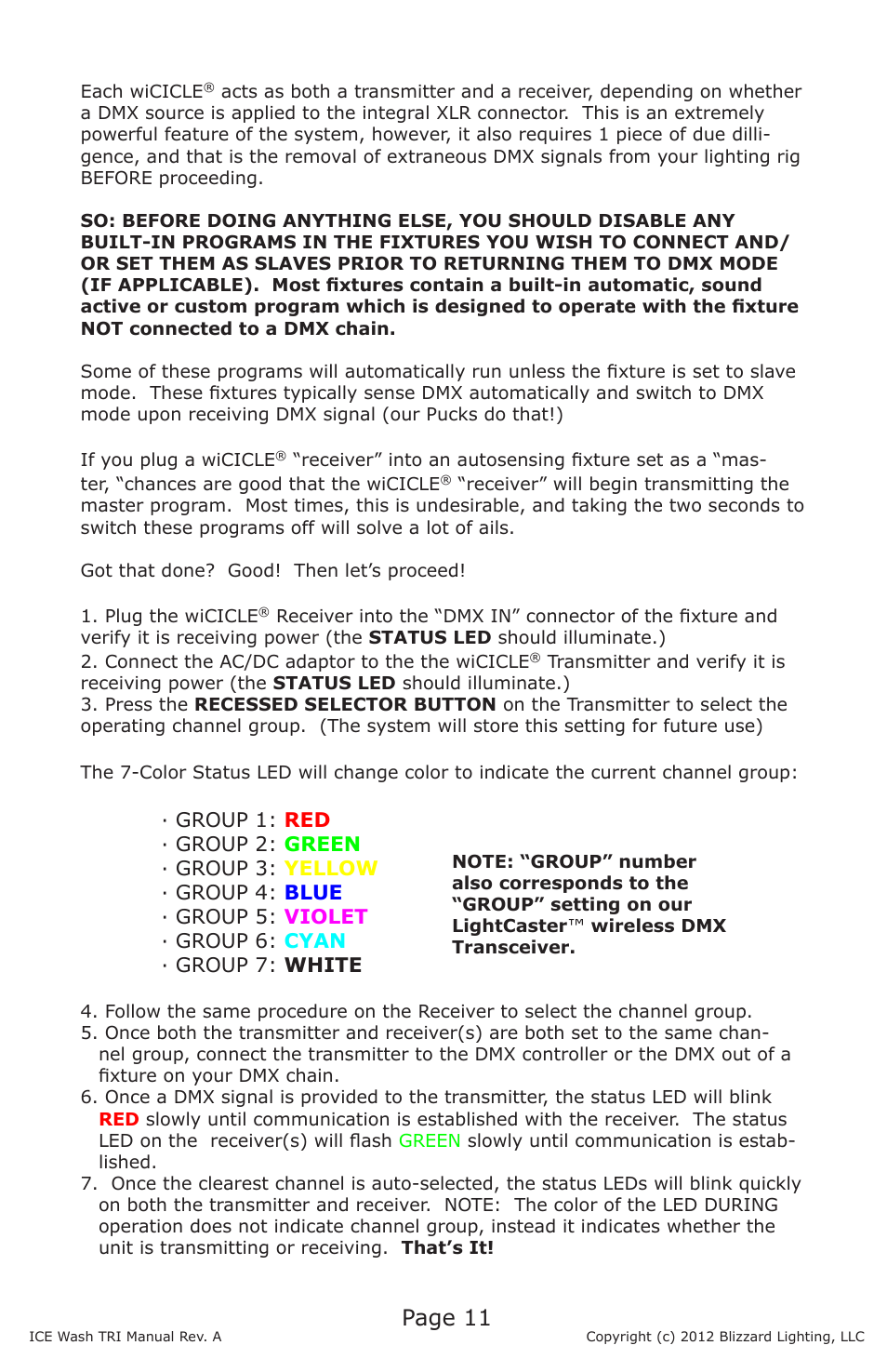 Page 11 | Blizzard Lighting ICE TRI LED Moving Head Wash User Manual | Page 11 / 21