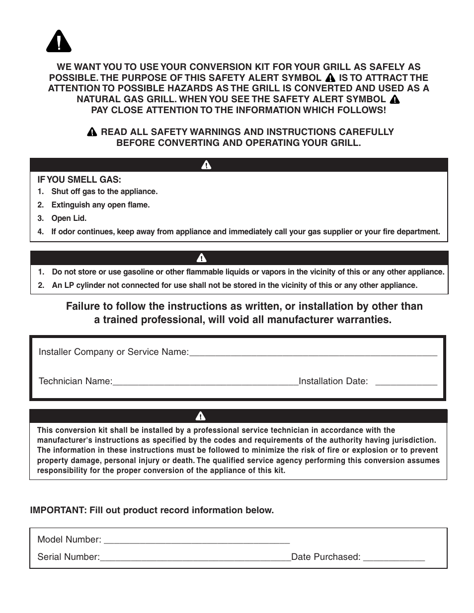 Important safety warnings, Danger, Warning | Brinkmann 810-8750-S User Manual | Page 2 / 88