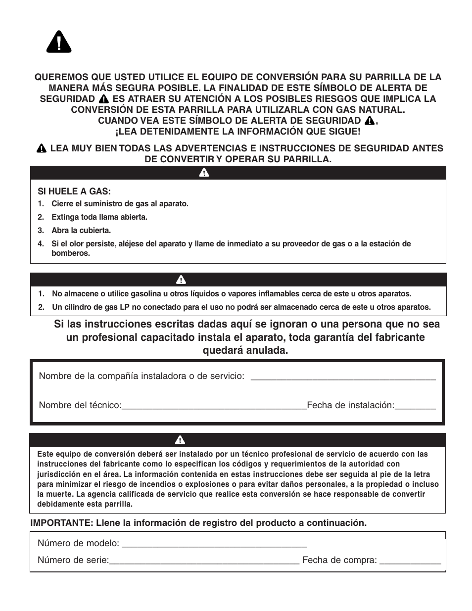 Advertencias importantes de seguridad, Peligro, Advertencia | Brinkmann 810-8750-S User Manual | Page 45 / 88