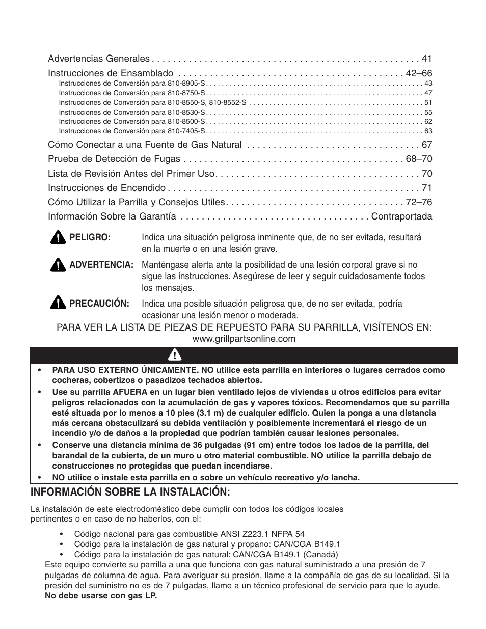 Índice de materias, Advertencia | Brinkmann 810-8750-S User Manual | Page 46 / 88