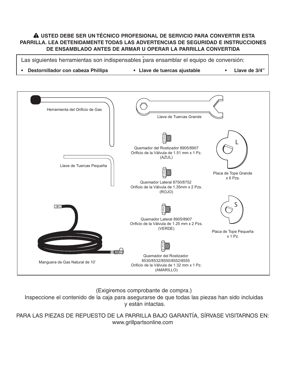 Piezas incluidas: instrucciones de ensamblado | Brinkmann 810-8750-S User Manual | Page 48 / 88