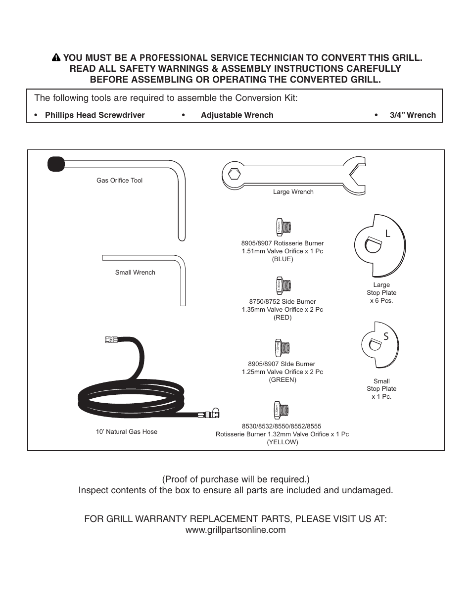 Parts contents assembly instructions | Brinkmann 810-8750-S User Manual | Page 5 / 88