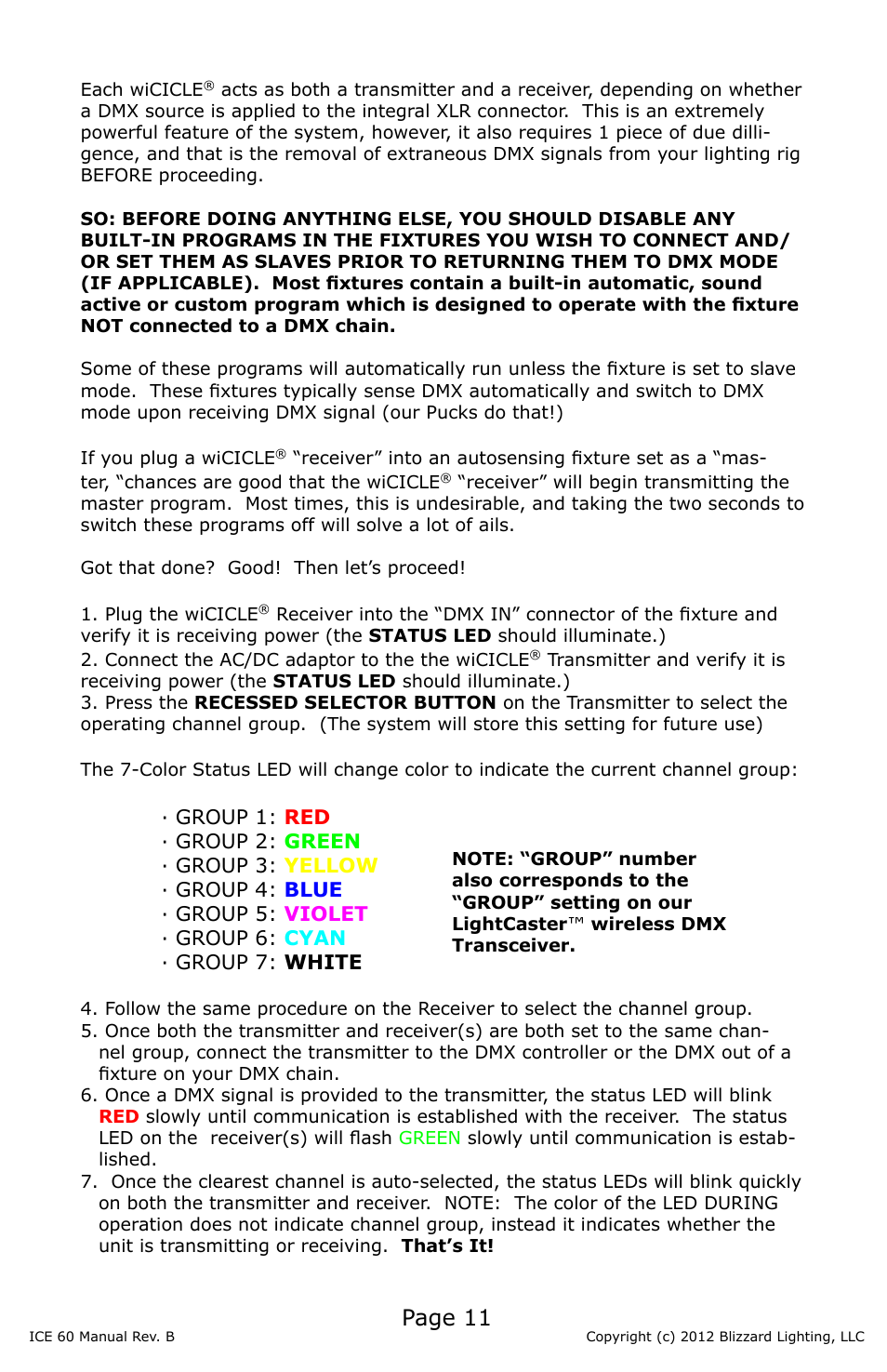 Page 11 | Blizzard Lighting ICE 60 60W LED Moving Head Spot(Rev B) User Manual | Page 11 / 20