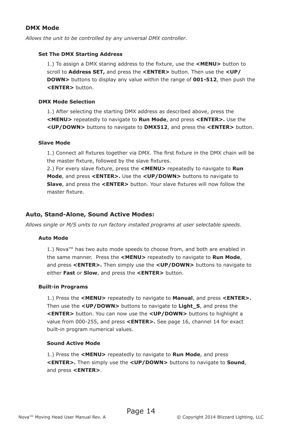 Page 14 | Blizzard Lighting Nova (Rev. A) User Manual | Page 14 / 20