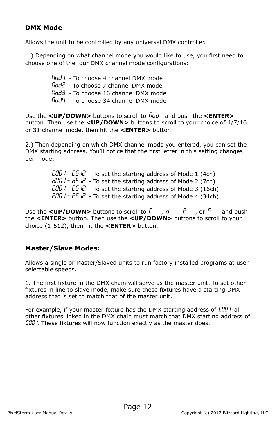 Page 12 | Blizzard Lighting PixelStorm (Rev A) User Manual | Page 12 / 20