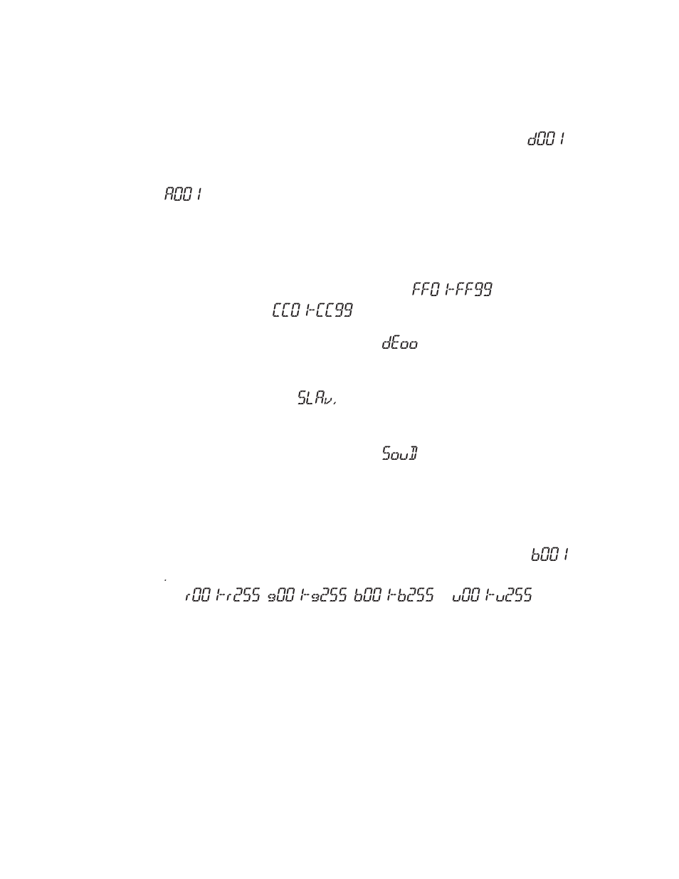 D001, A001, Ff01-ff99 | Cc01-cc99, Deoo, Slav, Soud, B001, Page 12 | Blizzard Lighting Quadra ProPar (Rev B) User Manual | Page 12 / 20