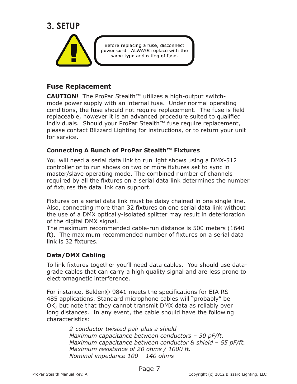 Setup | Blizzard Lighting Stealth ProPar (Rev A) User Manual | Page 7 / 18