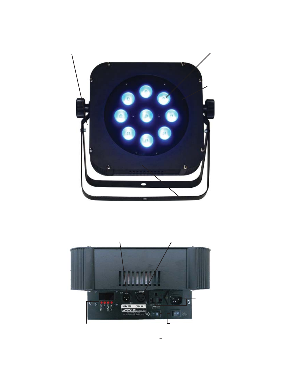 Dmx in dmx out, Acrylic lens protector | Blizzard Lighting Puck 3 Unplugged(Rev A) User Manual | Page 7 / 20
