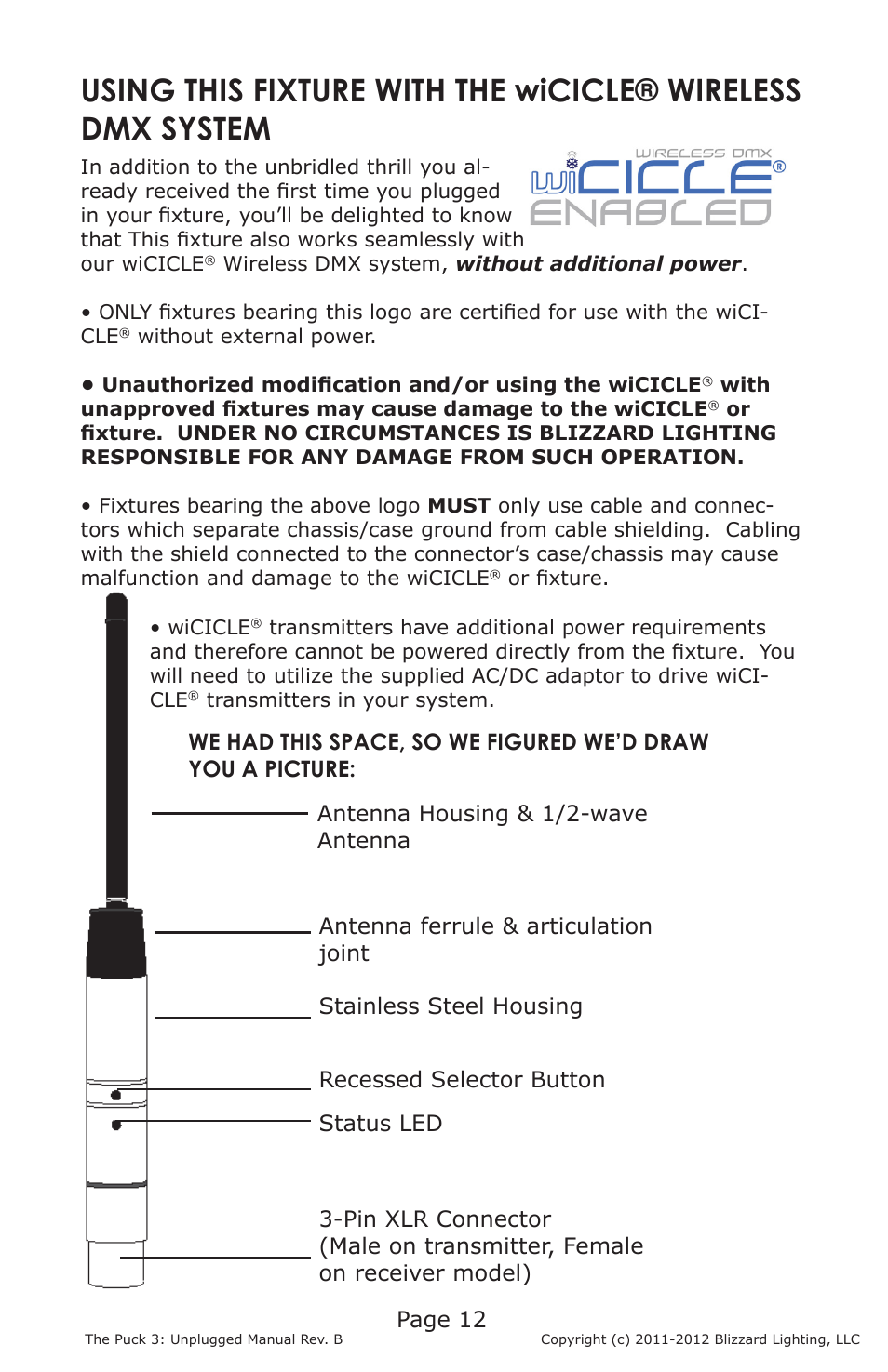 Page 12 | Blizzard Lighting Puck 3 Unplugged(Rev B) User Manual | Page 12 / 18