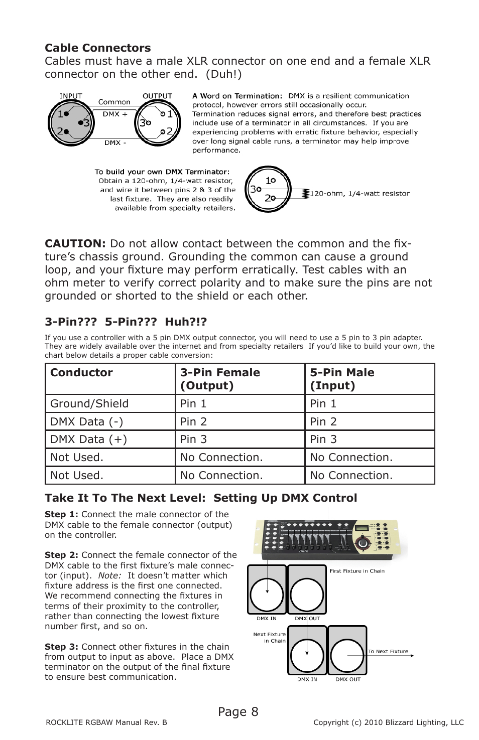 Page 8 | Blizzard Lighting RGBAW ROCKLITE (Rev B) User Manual | Page 8 / 20