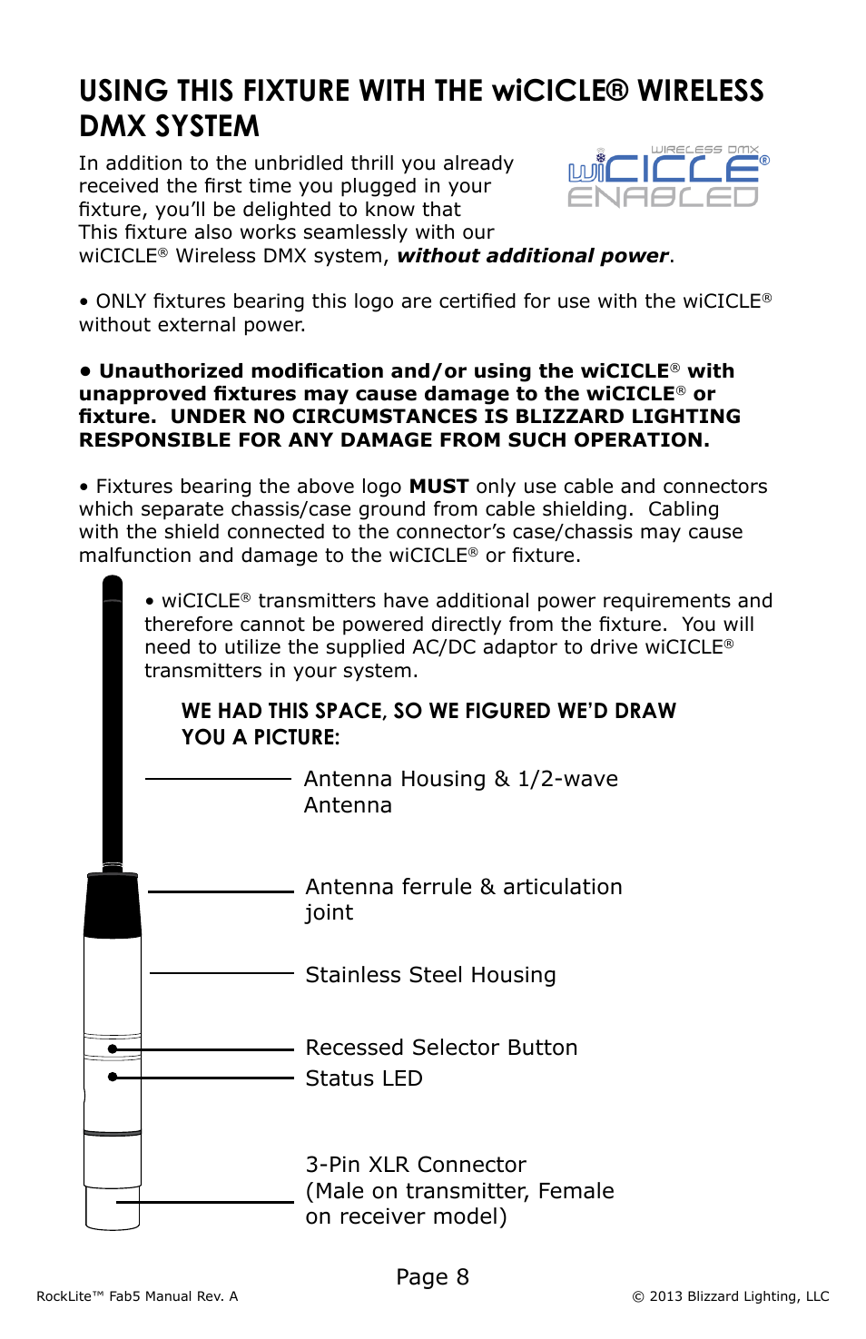 Page 8 | Blizzard Lighting Fab 5 RockLite (Rev A) User Manual | Page 8 / 20