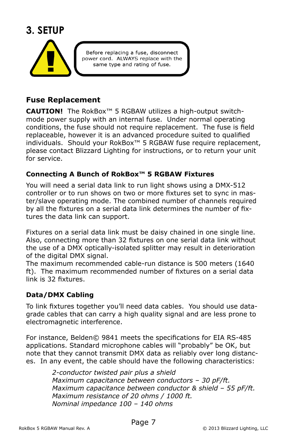 Setup | Blizzard Lighting RGBAW RokBox 5 (Rev A) User Manual | Page 7 / 20