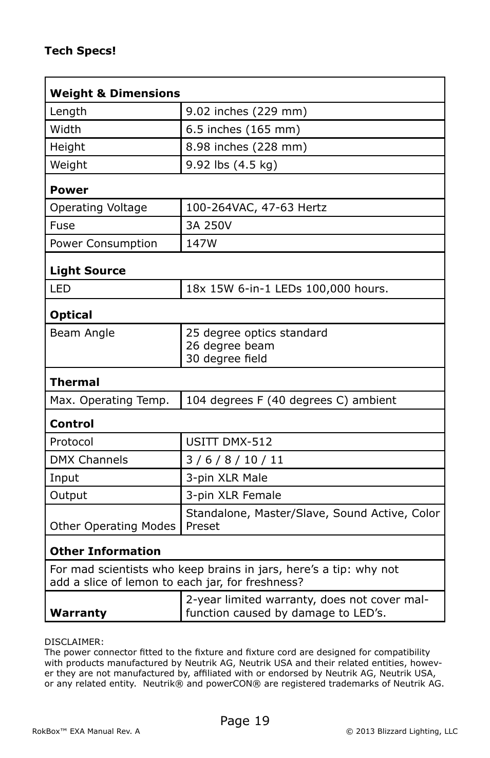 Page 19 | Blizzard Lighting EXA RokBox User Manual | Page 19 / 20