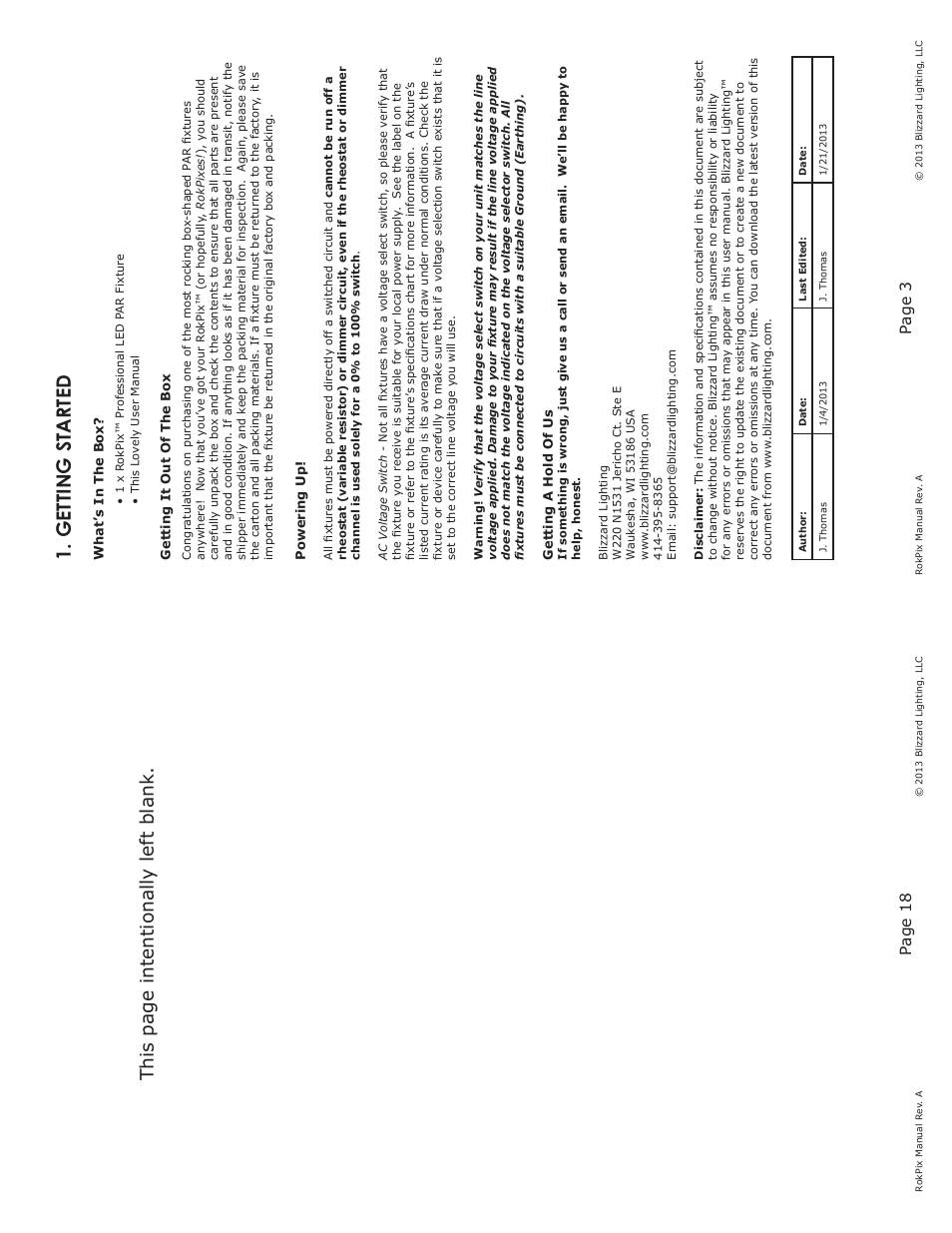 Getting started, This page intentionally left blank, Page 18 | Page 3 | Blizzard Lighting RokPix (Rev A) User Manual | Page 3 / 10
