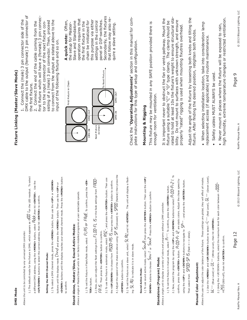 Page 12, D001, Addr | Chnd, Flas or fade, Fl00-fl15, Fa00- fa15, As00-as15, Sp15, Sp00 | Blizzard Lighting RokPix (Rev A) User Manual | Page 9 / 10