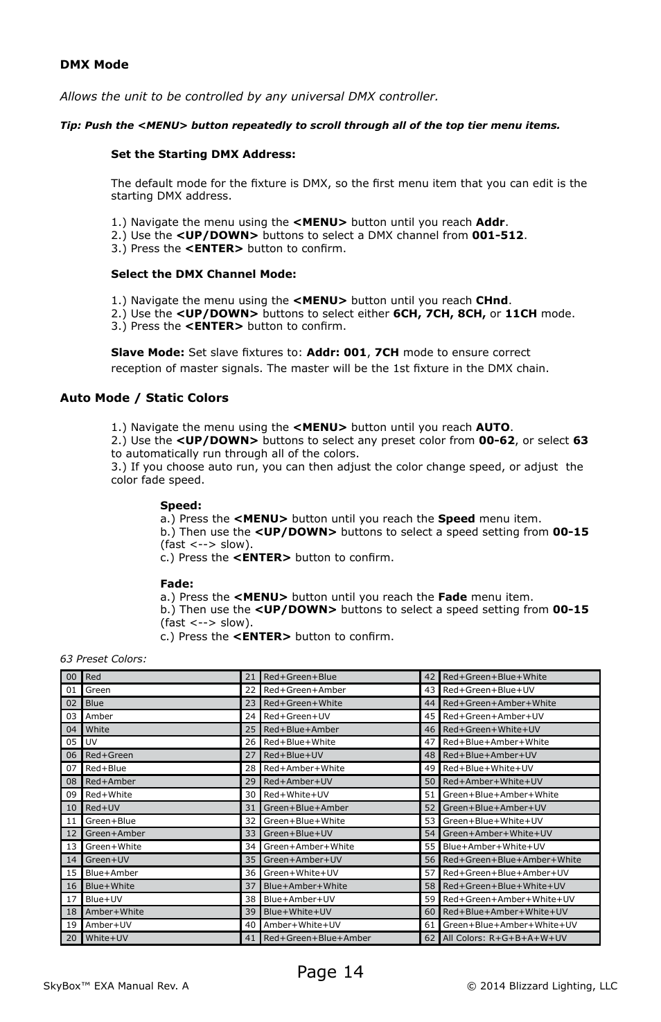 Page 14 | Blizzard Lighting EXA SkyBox User Manual | Page 14 / 24