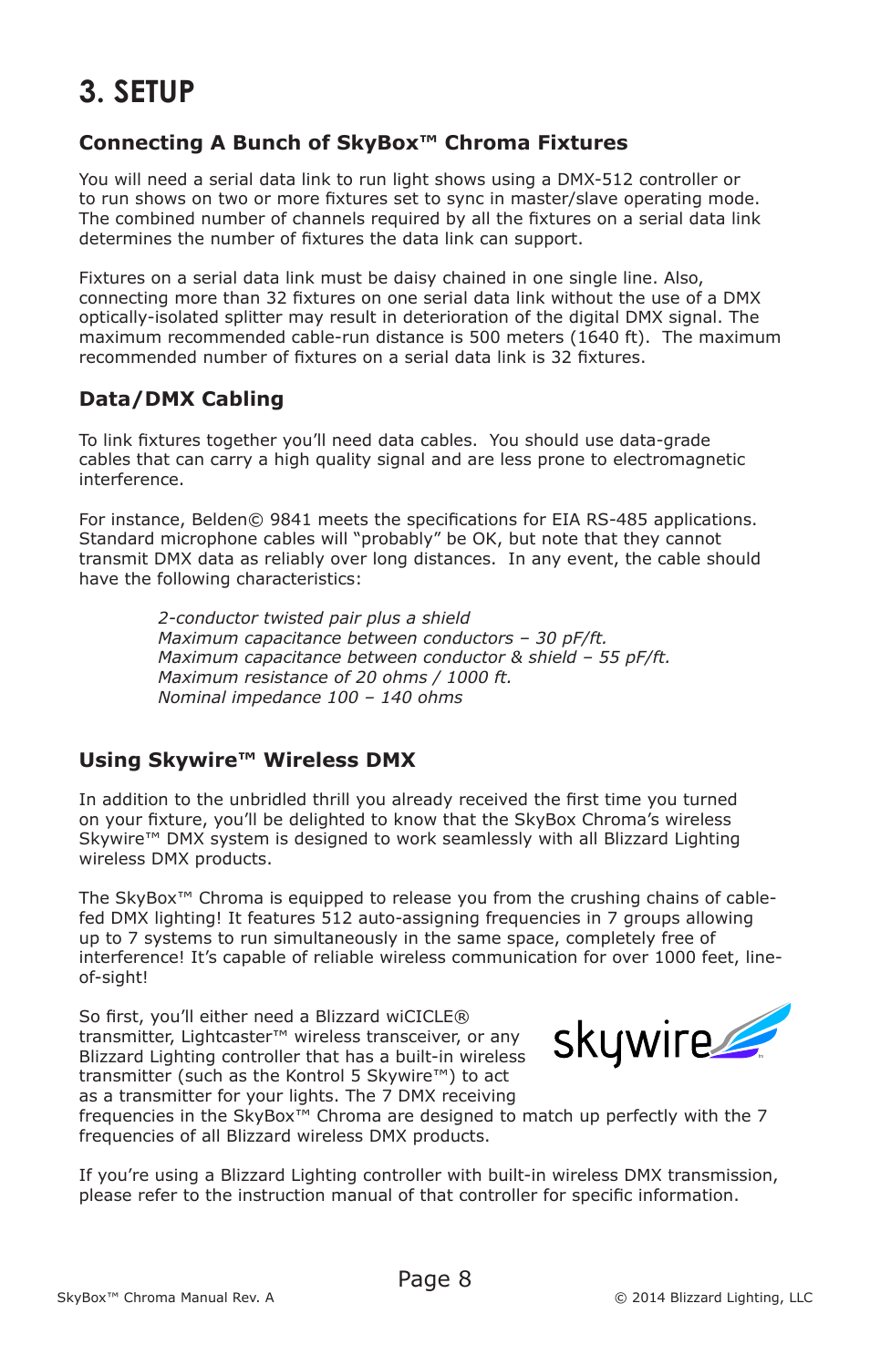 Setup, Page 8 | Blizzard Lighting Chroma SkyBox (Rev A User Manual | Page 8 / 24