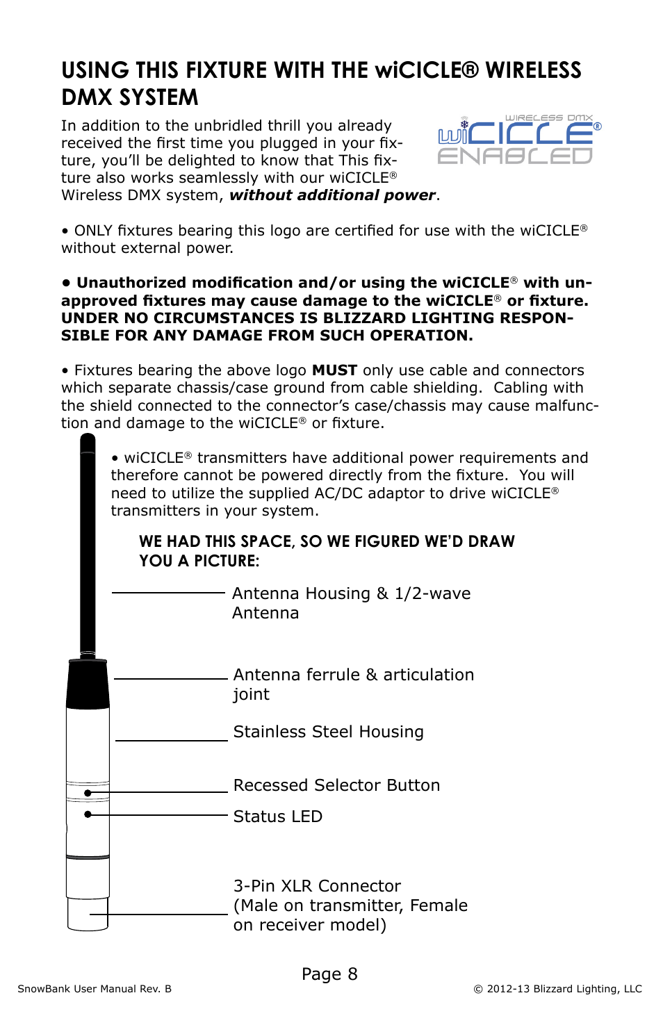 Page 8 | Blizzard Lighting SnowBank (Rev B) User Manual | Page 8 / 20