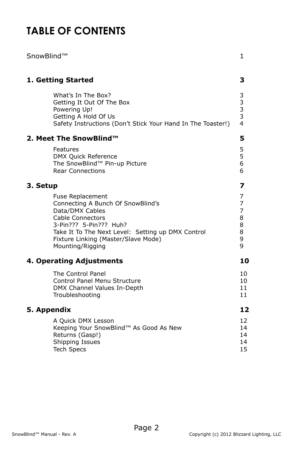 Blizzard Lighting SnowBlind (Rev A) User Manual | Page 2 / 16