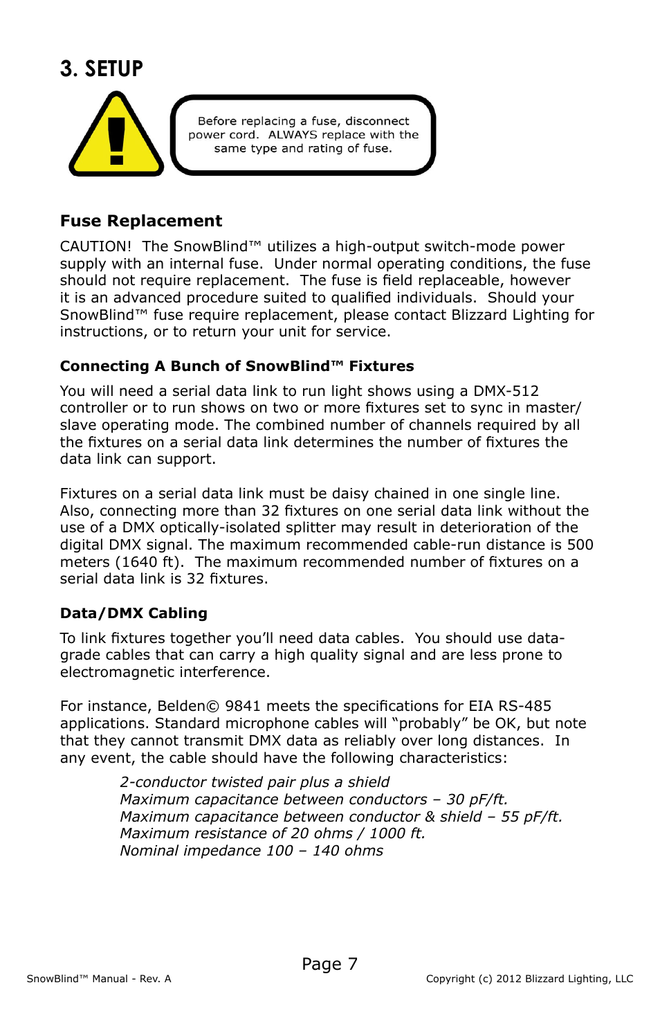 Setup, Page 7 | Blizzard Lighting SnowBlind (Rev A) User Manual | Page 7 / 16