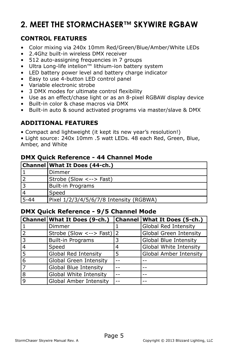 Meet the stormchaser™ skywire rgbaw | Blizzard Lighting RGBAW StormChaser Skywire (Rev A) User Manual | Page 5 / 20